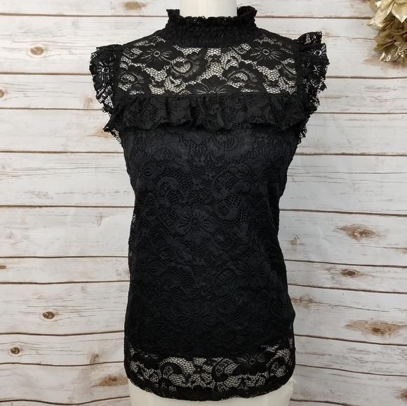 Cable & Gauge Tops - ⬇️$40 Cable & Gauge Lace High Neck Choker Top MED